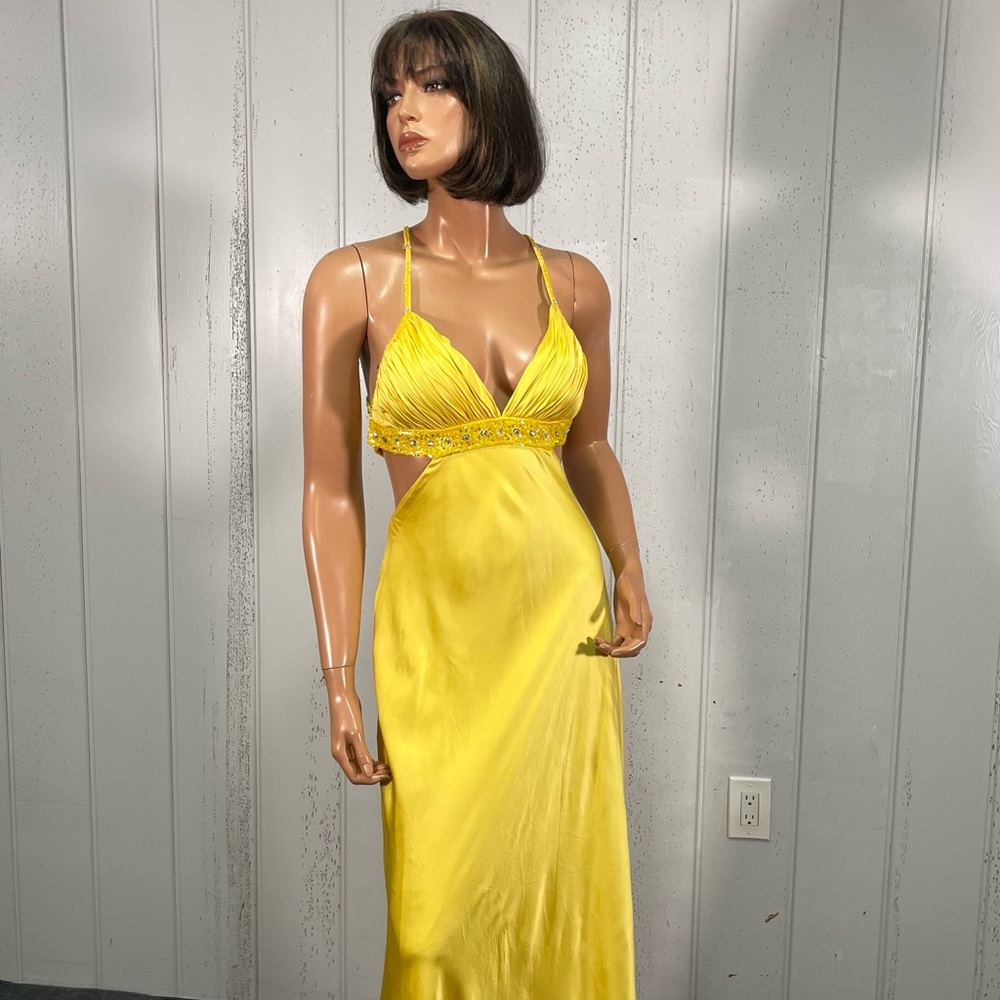 Aidan Mattox Women's Vibrant Yellow Silk Gown Sz 6 - Picture 6 of 17